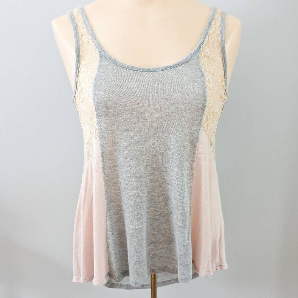 Just Ginger Lace Panel Swing Tank Top